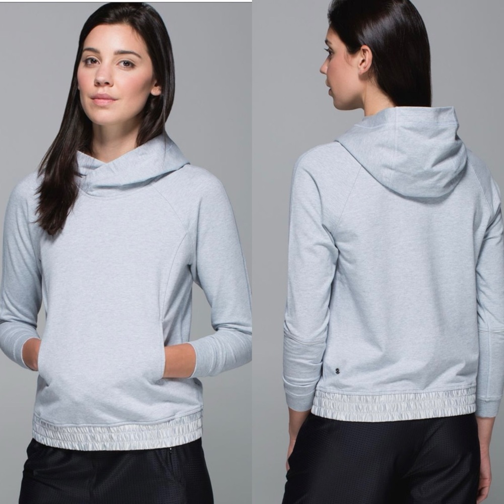 * Lululemon All Good pullover heathered hazy silver/ spoon Hooded Sweatshirt 10